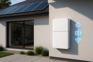 Batteriespeicher an einer privaten Hauswand